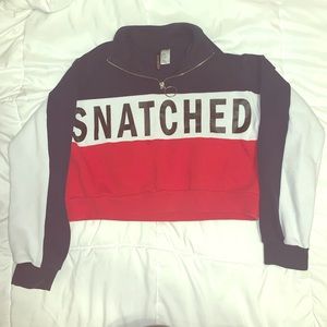 Cropped “Snatched” Sweatshirt with Zipper